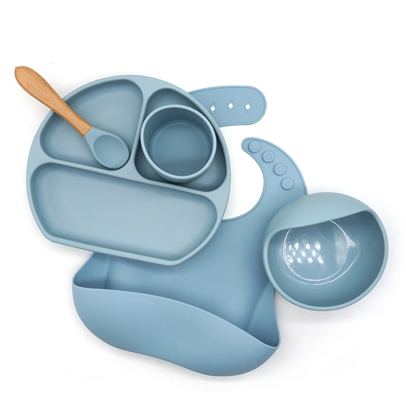 Customized non toxic food grade silicone baby tableware feeding set baby bowl and plate set