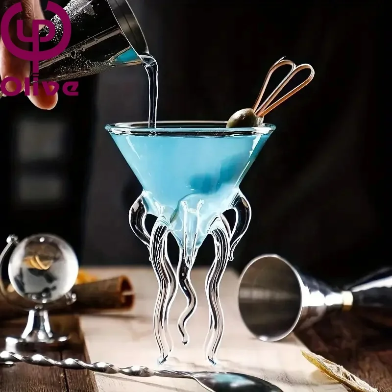 High Borosilicate Glass Drinkware Wine Goblet Wedding Transparent Jellyfish Margarita Martini Glass Bar Octopus Cocktail Glass