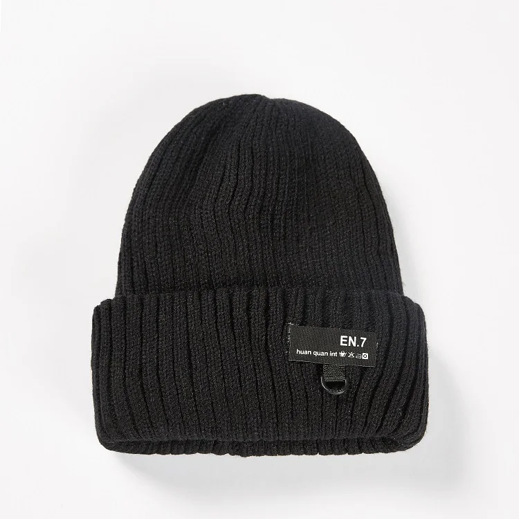Fashion Sport Style Winter Hat Beanie Wool Baseball Cap Custom Black Knitted Hat for Women