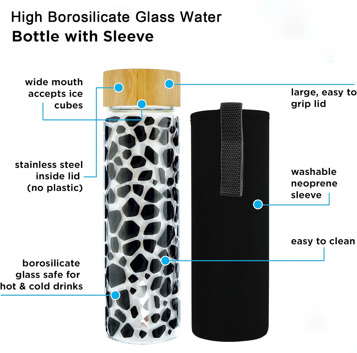 BPA free eco-friendly Double walled high borosilicate glass water bottle stainless steel tea infuser filter