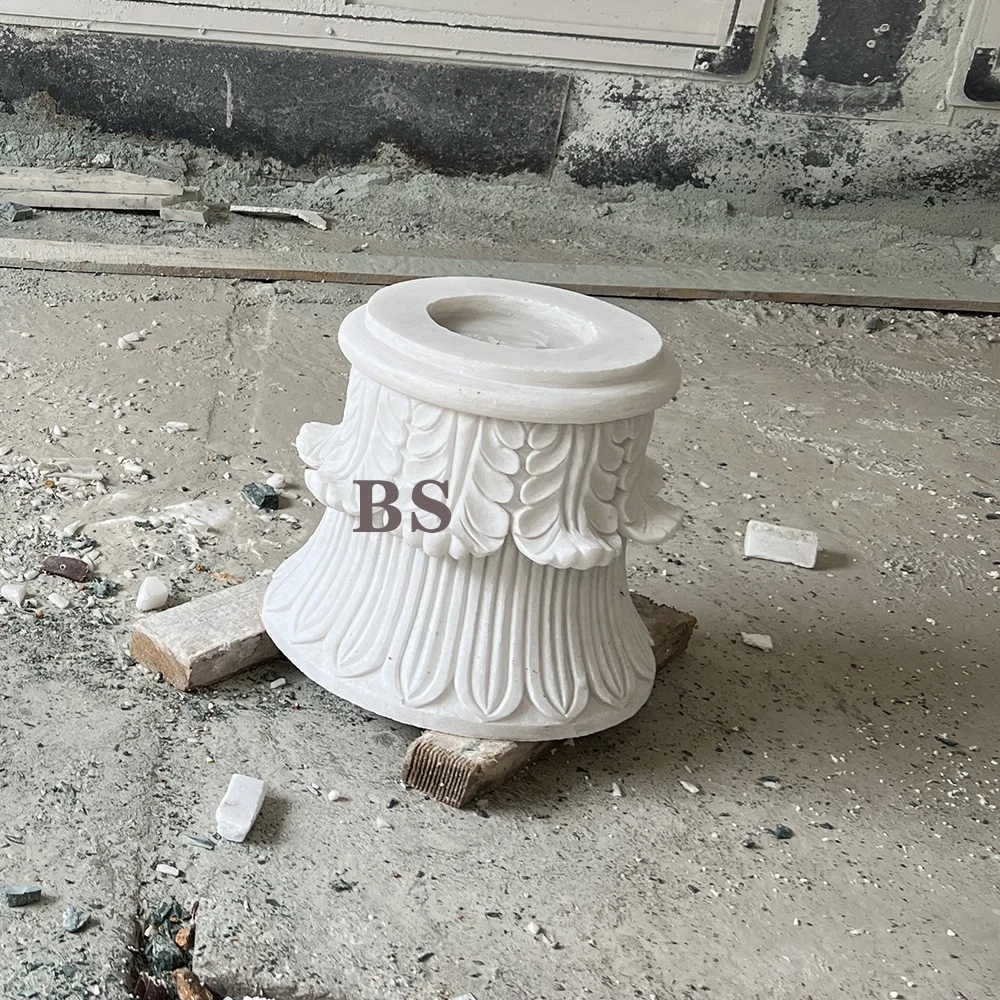 european style stone white marble round roman pillar column head designs