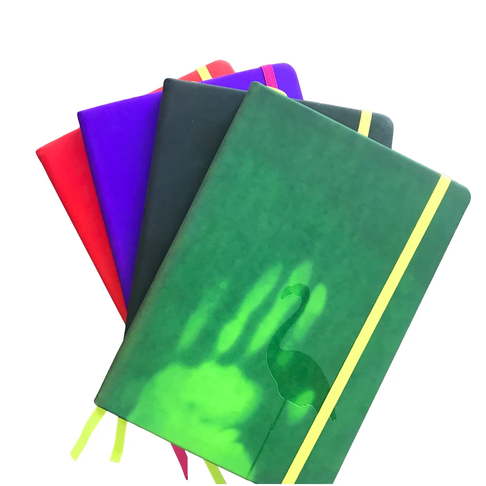 
Custom A5 Hardcover PU Leather Heat Discoloration Notebook with Elastic Band 