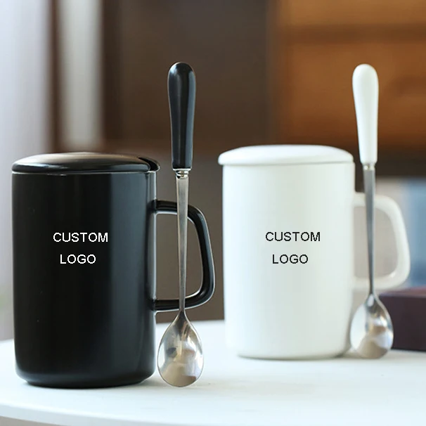 Custom Modern Creative Coffee Ceramic Sublimation Mugs Warmer Stoneware Mug With Spoon Tea Mug Cup