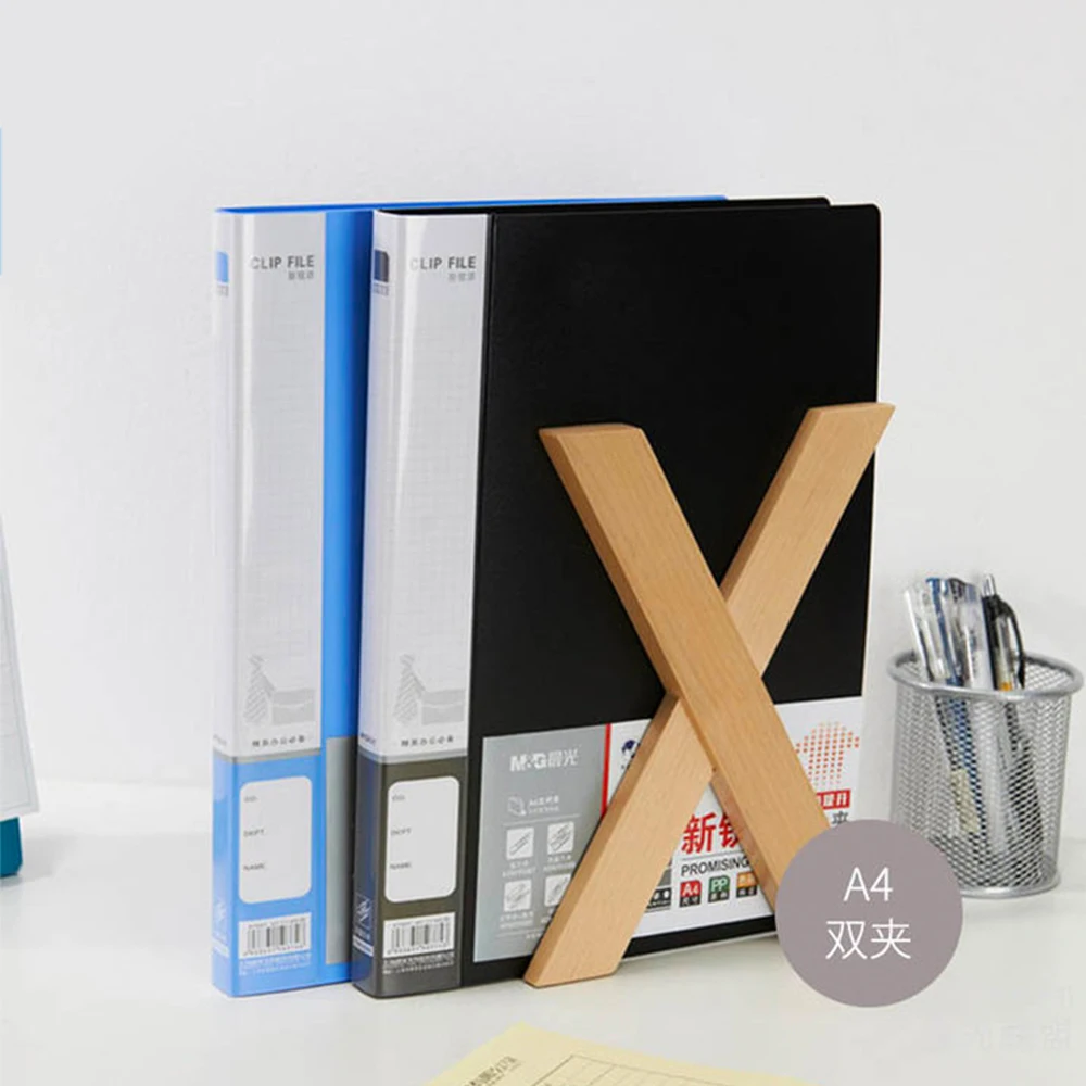 M&G A4 double clip File Folder 0.65mm PP black Blue