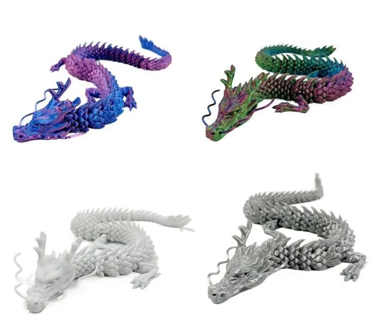 Custom 45 cm Movable Chinese Dragon  3d Printing Dragon Toys for Gifts Home Decorations Glowing Printed Loong