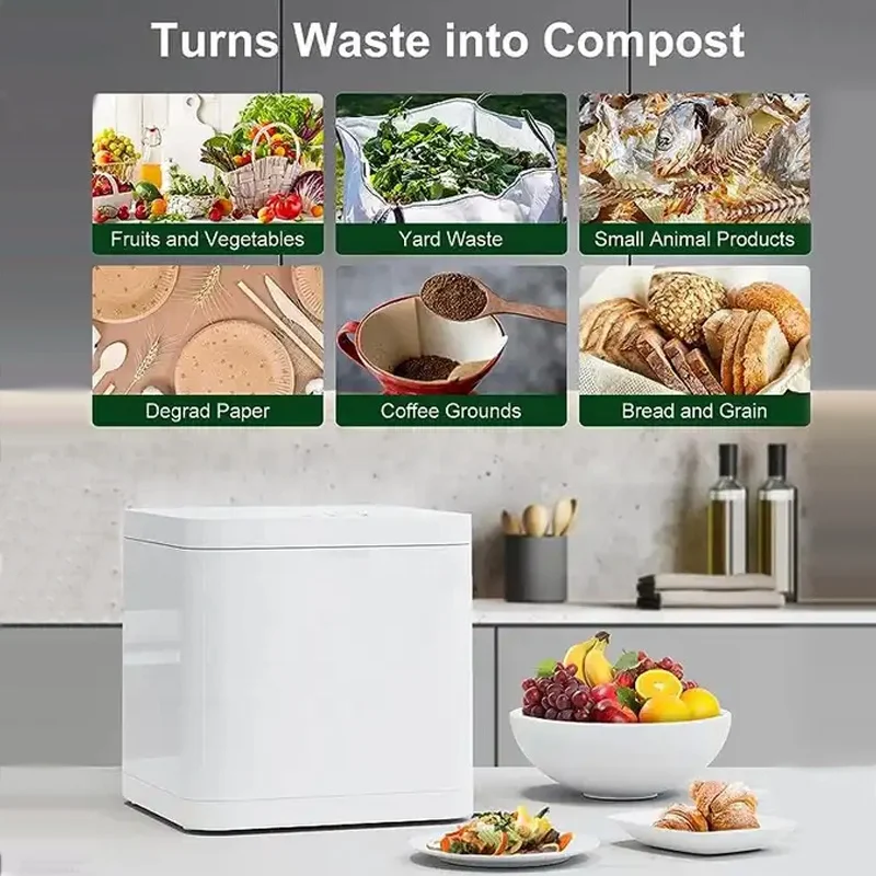 Electric Compost Machine Making Compost with Small Kitchen Food Scraps and Waste Kitchen Composter Converts Food Waste