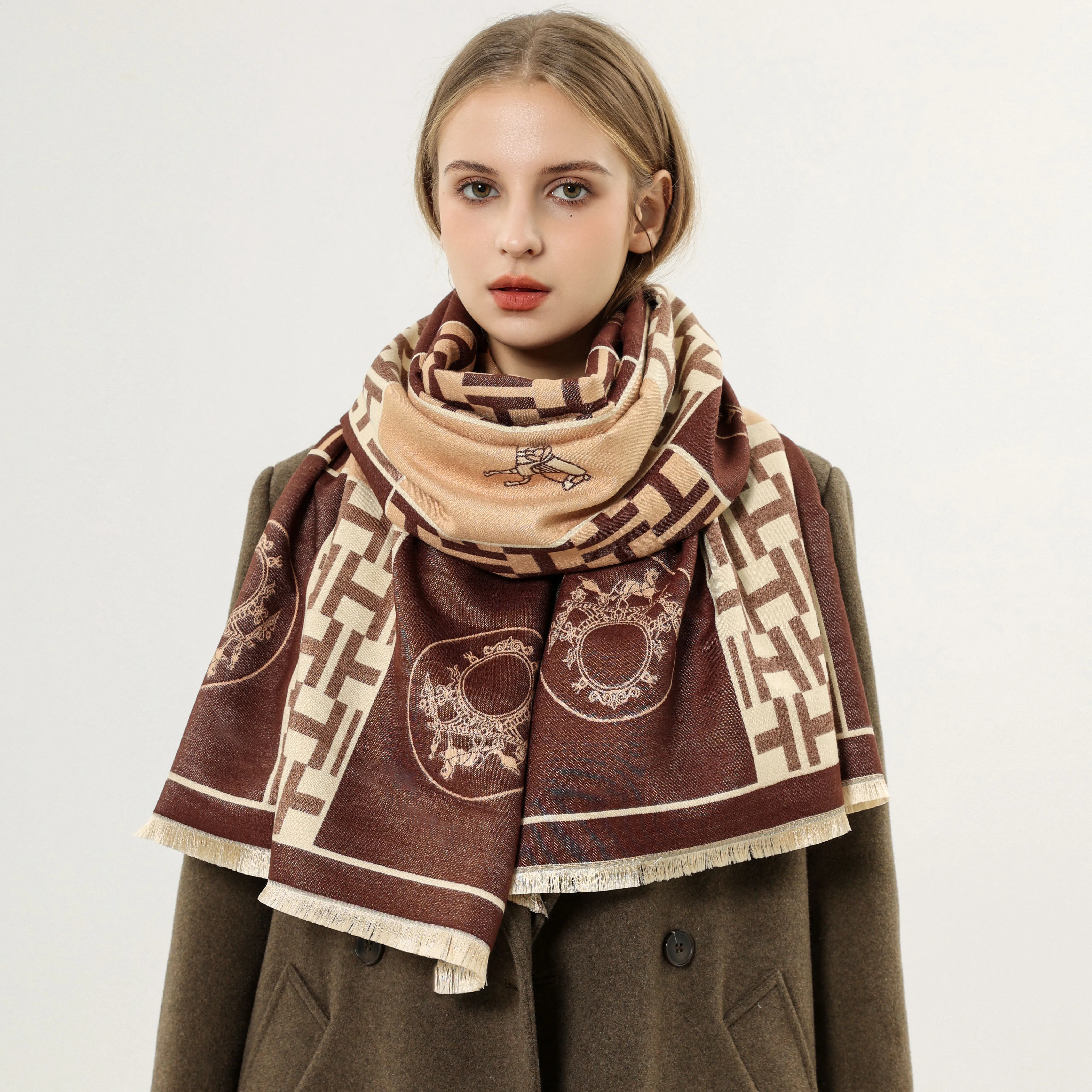 Wholesale Luxury Designer Scarf and shaw  Cashmere Double-Sided neck warmer Shawl Women Ladies Winter Thick Warm  Scarf cotton