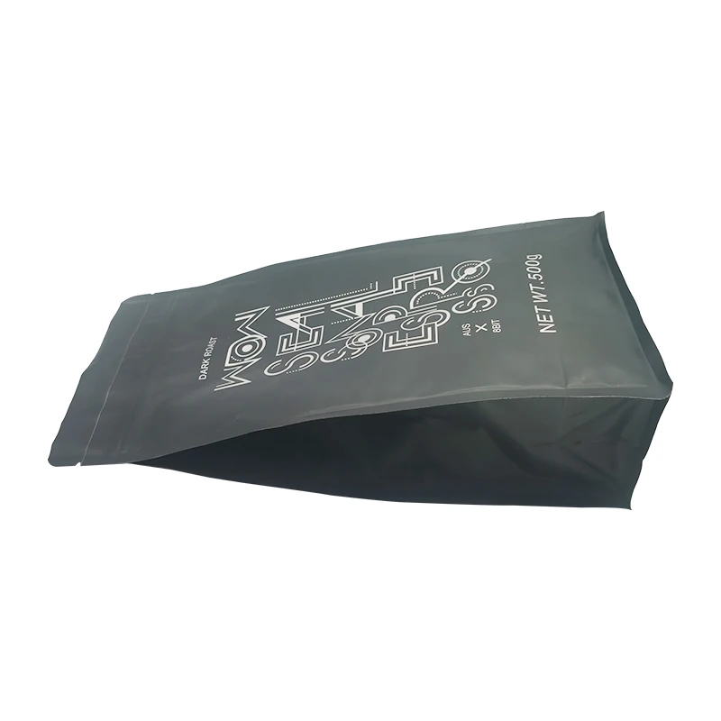Custom Printed Matt Black Aluminum Foil 250g 500g 1kg Flat Bottom Coffee Packaging Bag With Zipper