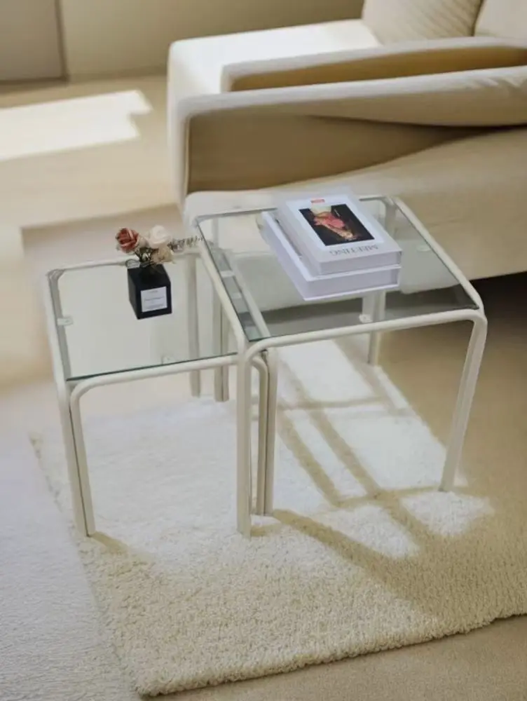 Glass Top Metal Base Modern Luxury Office Apartment Dining Coffee Table side table