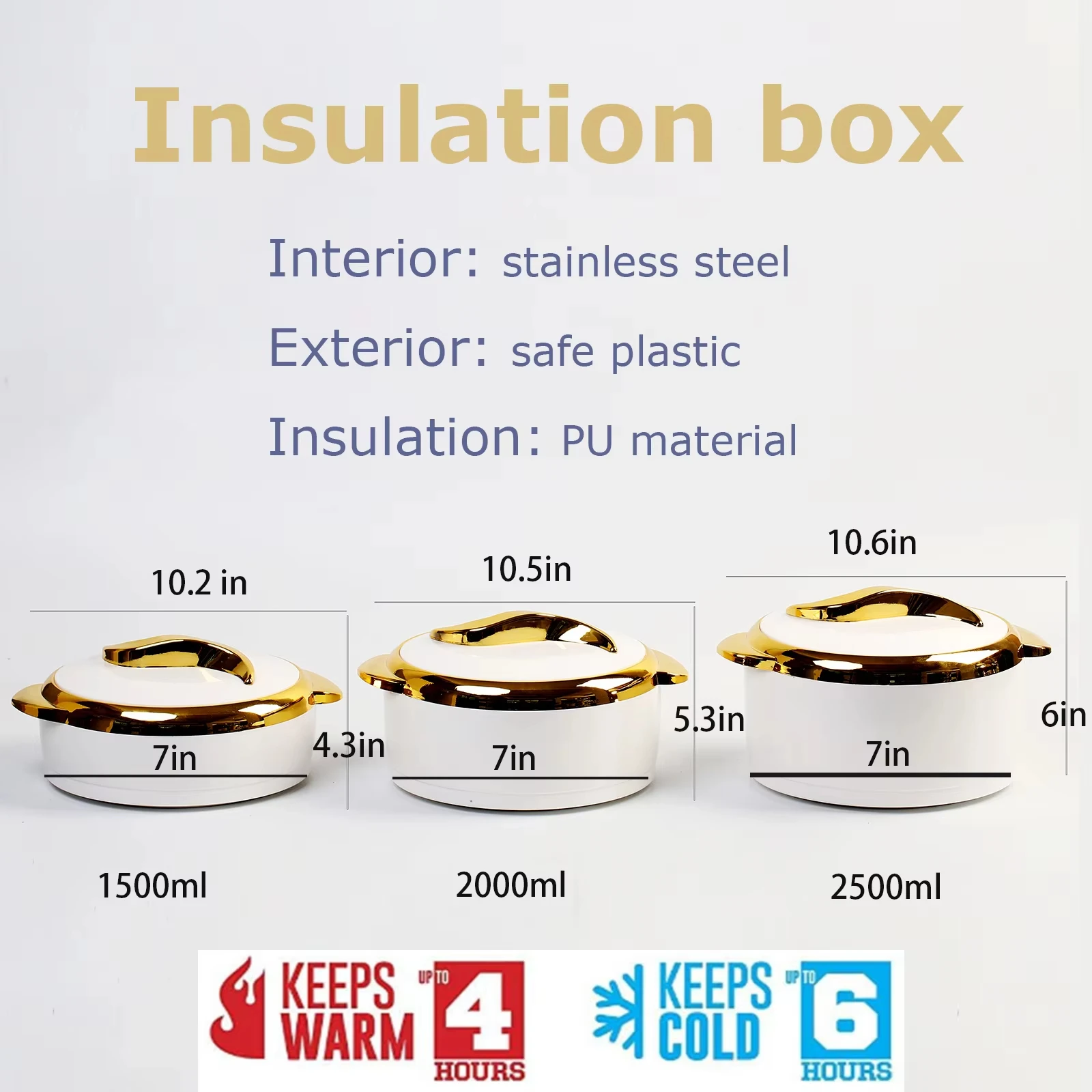 KALA Wholesale Large Capacity Food Thermo Container 3 Pcs 1.5l 2l 2.5l Thermal Insulated Hot Pot Food Warmer Set