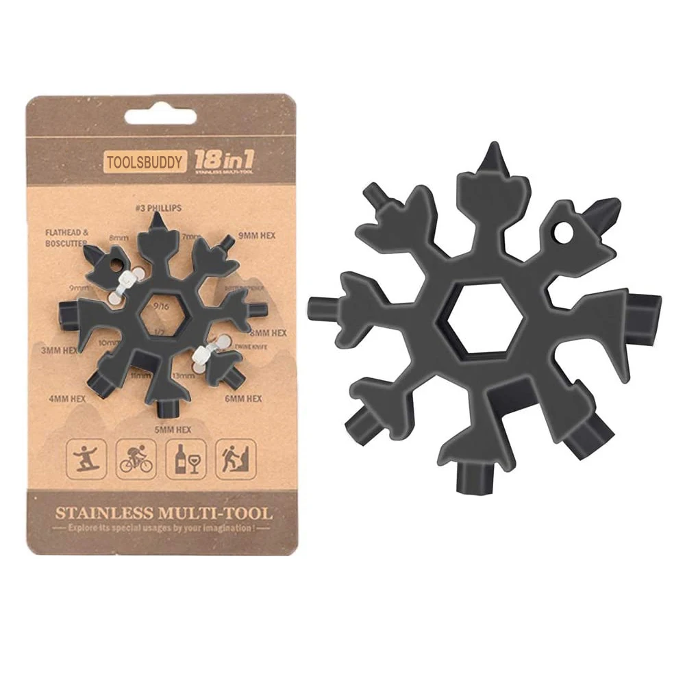 Portable Stainless Steel Flat Blade Screwdriver Set 18 in 1 Bicycle Snowflake Multitool for Outdoor Daily Tool