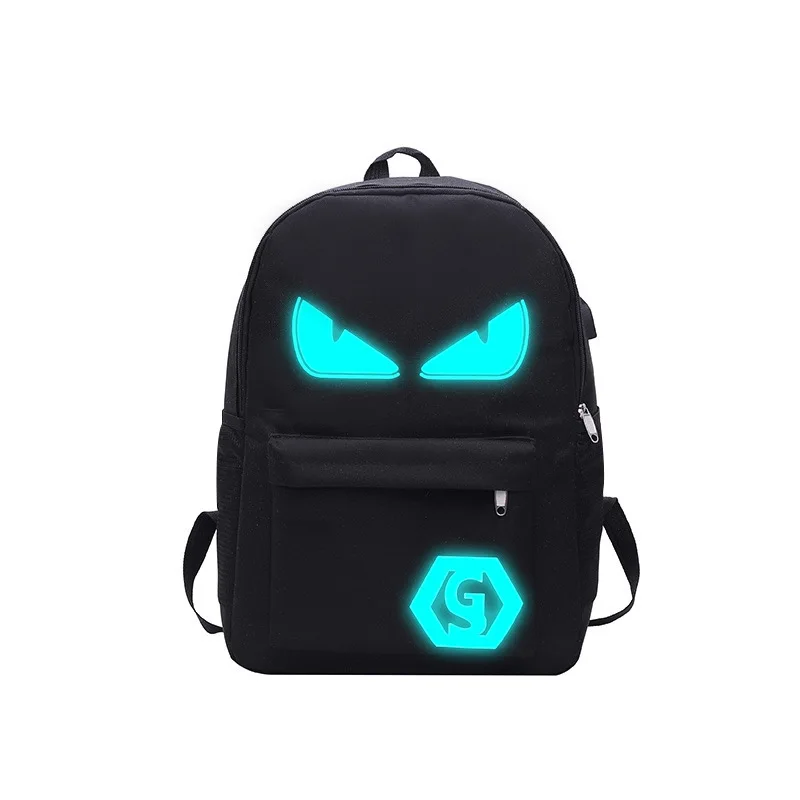 Student Luminous Animated Backpack Laptop Backpack With USB Connector Anti-Theft School Bag With Lock