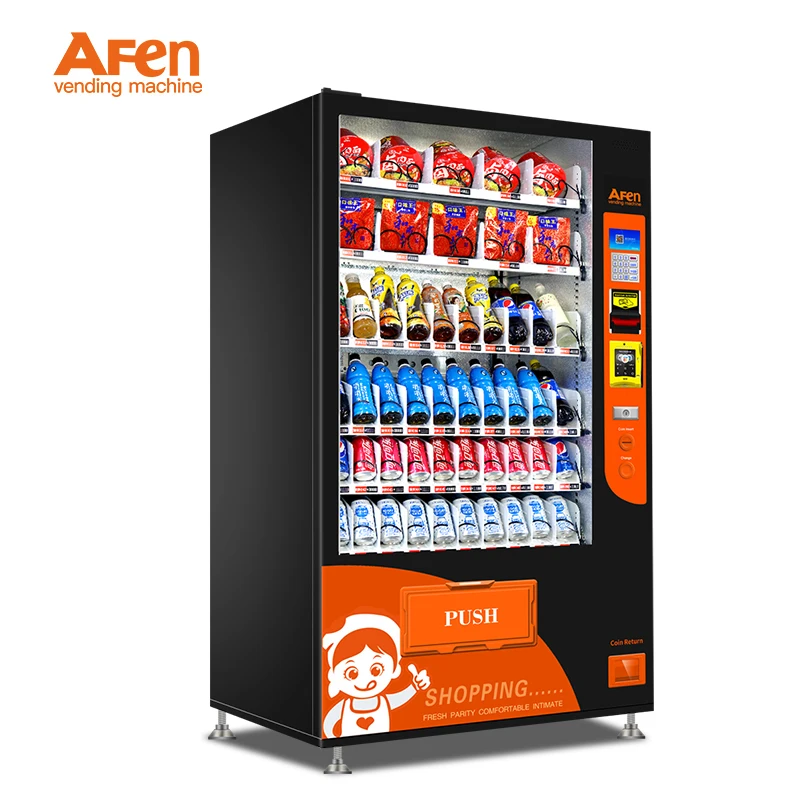 AFEN 24 Hours Self Service Vend Automatic Snack Vending Machine With Coin And Bill Acceptor