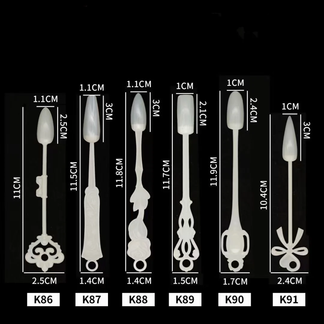 MyBeautyNails Vintage Fan Shape Nail Art Polish Display Tips False Nail Sample Sticks 24 PCS Clear Nail Swatch Sticks with Ring