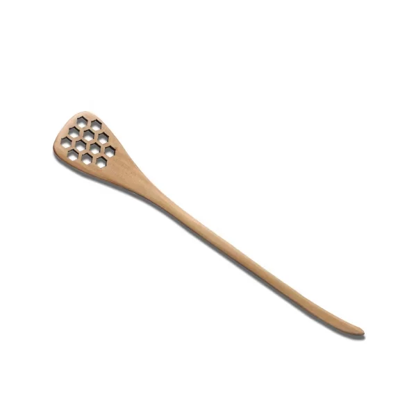 Custom Logo carved Long Handle Wood Honey Olive Jam Jar Mixing Stirring Spoon Sticks Wooden Coffee Honey Dipper With Hole