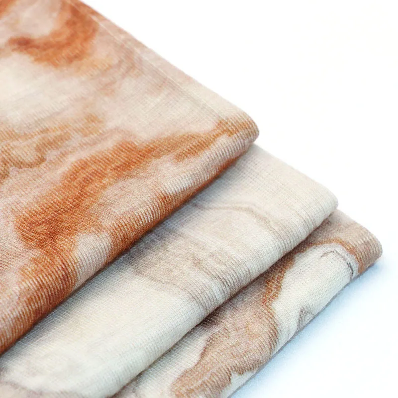 Custom Knitted Digital Printing 215g/m 30% Silk 70% Merino Wool Blend Rib Fabric For Shawl