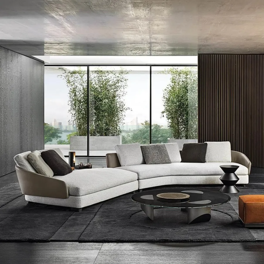 Fashion Italian living room curved sofa set design luxury villa sofa modern high end home sofa furniture set