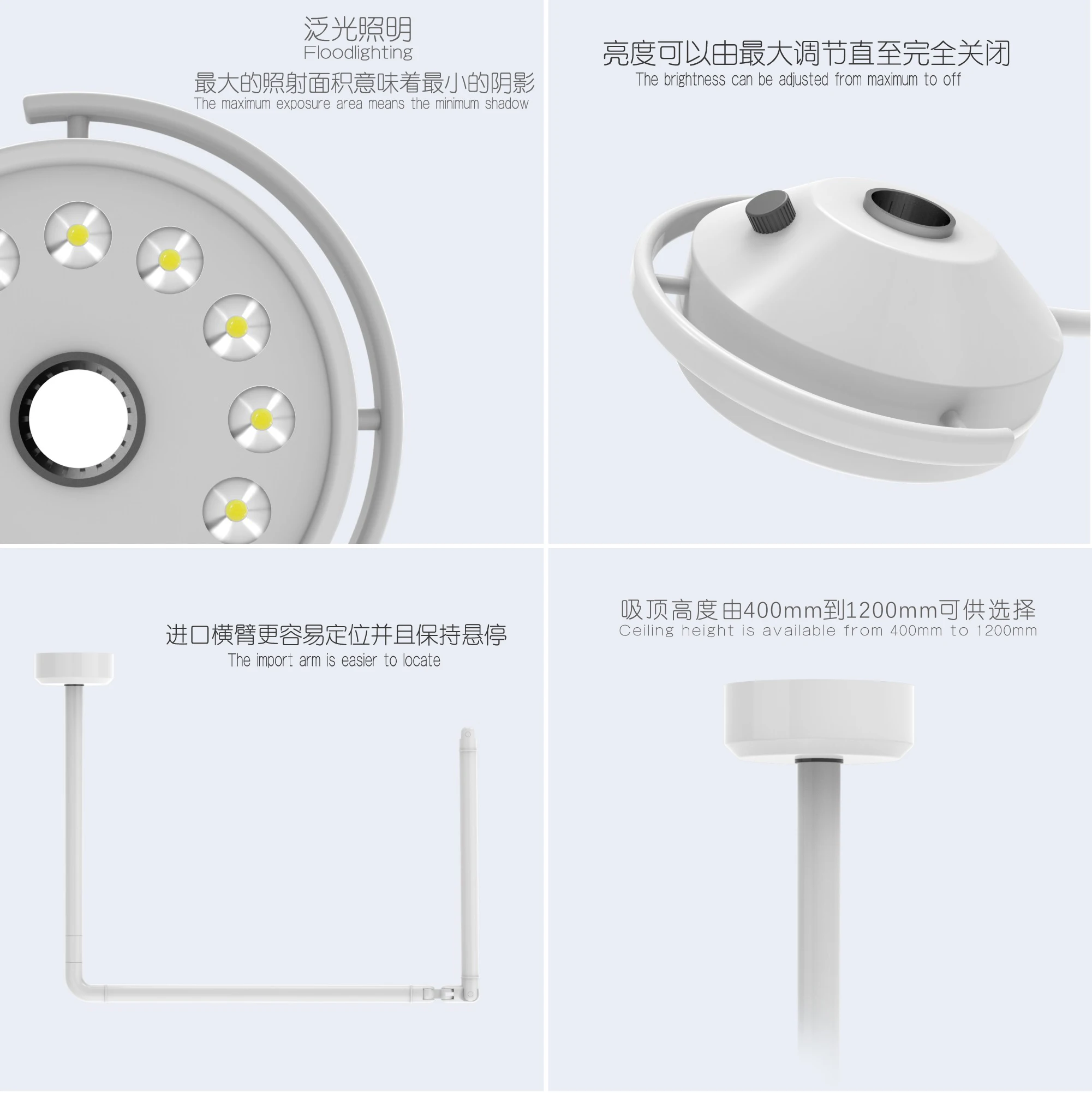 Chenwei Import Arm LED Lamp Shadowless Pet Surgery Cosmetology Operating General Ceiling Medical Light