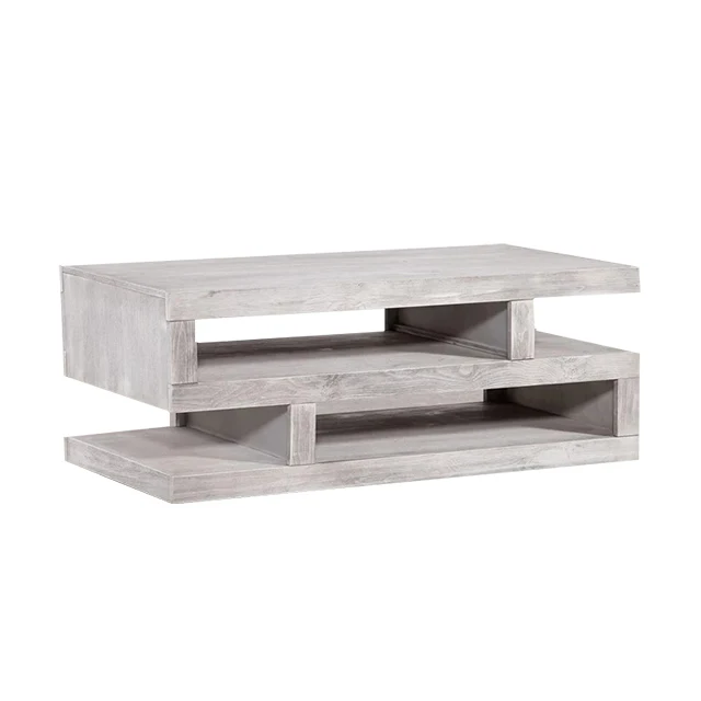 more storage space with divider S shape square wood coffee table