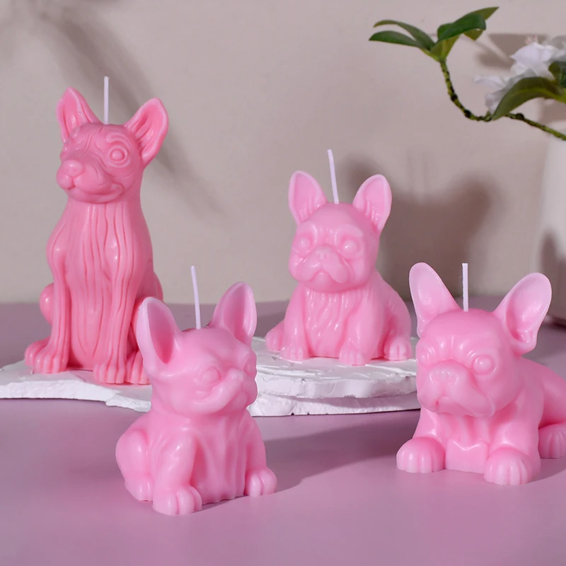 DUMO 3D Dog Design Candle Silicone Mold DIY Animal Mold Modern Home Decoration Method Fighting Dog Candle Moulds Silicone