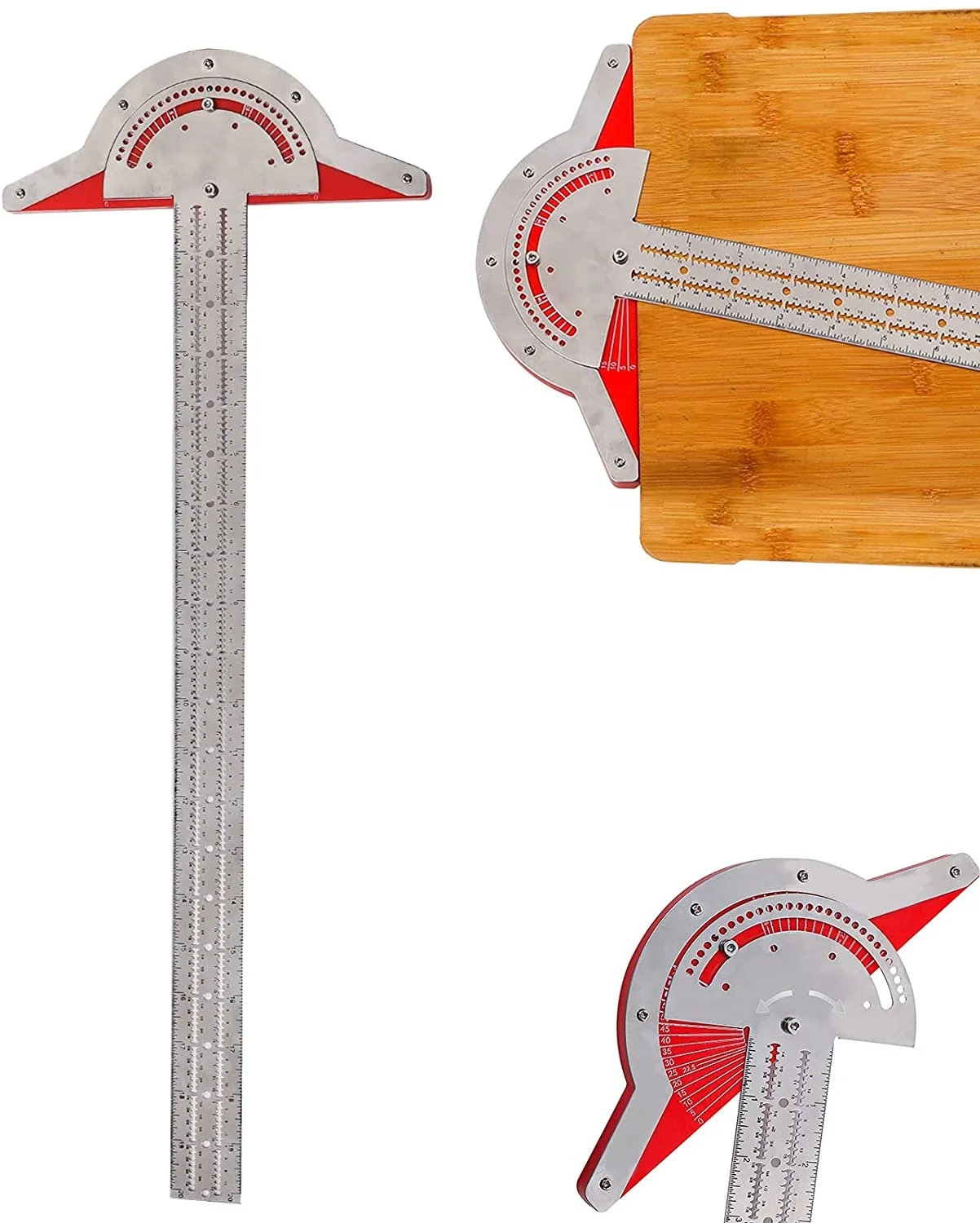 
10inch Round Head Rotary Adjustable Protractor Angle Finder Ruler Woodworkers Edge Rule 