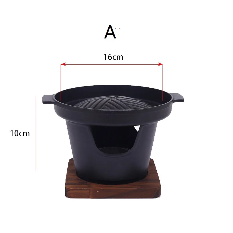 Japanese Style Cast Iron Sukiyaki Hot Pot with Wooden Lid Tetsu Nabe Pot Shabu Pot