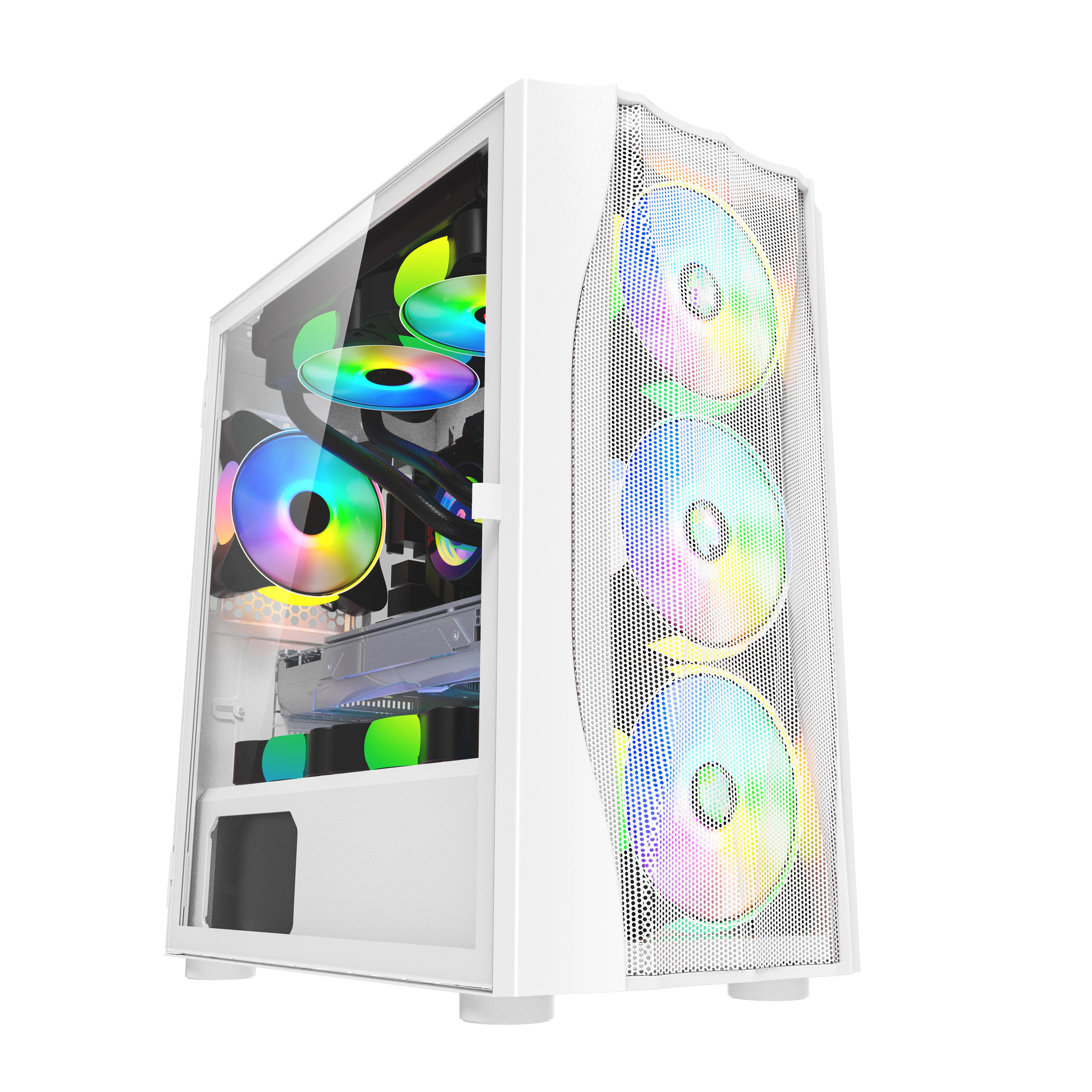 wholesale desktop custom glass btx plexiglass with fan desktop led mid tower boitier pc gamer cpu case