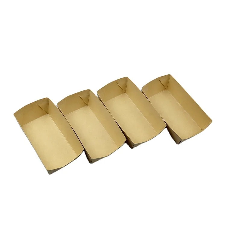 Wholesale Bamboo Paper Food Tray Disposable Paper Fast Food Tray