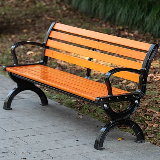 Hot sale modern style long gray wood metal composite park garden patio outdoor bench