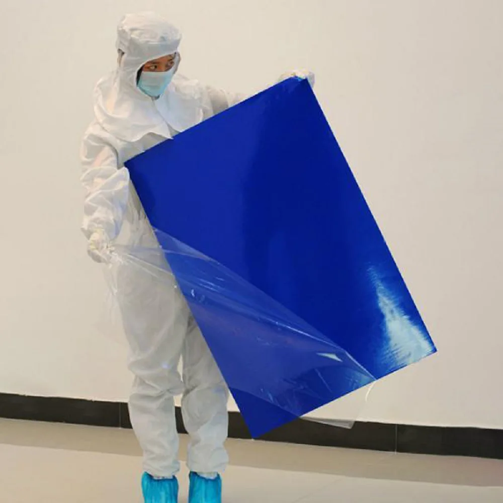 Cleanroom Floor Door Dust Removal Disposable 30 Layers Blue PE Film Sticky Mat For Cleaning Shoes
