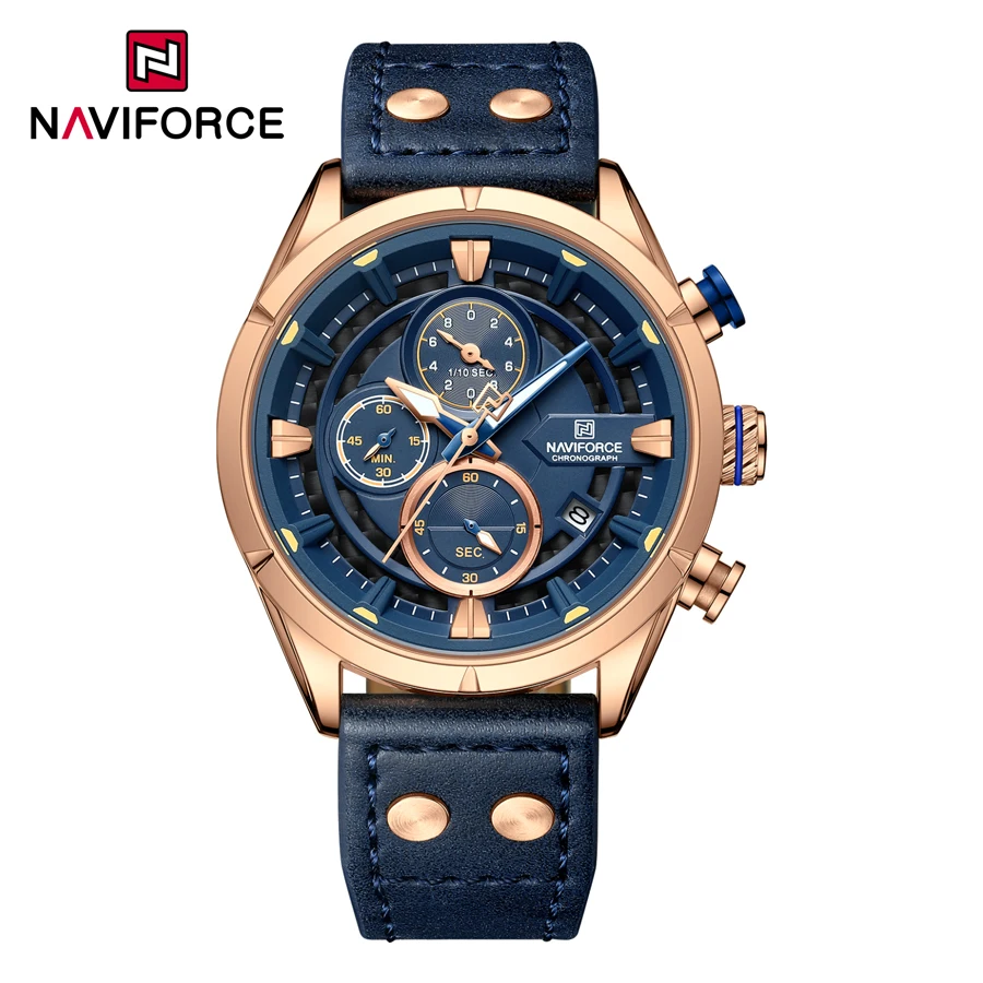 NAVIFORCE 8045 Fashion Luxury Quartz Analog Manufacturer Relojes Hombre Wholesale Business Casual Leather Strap Watch for Men