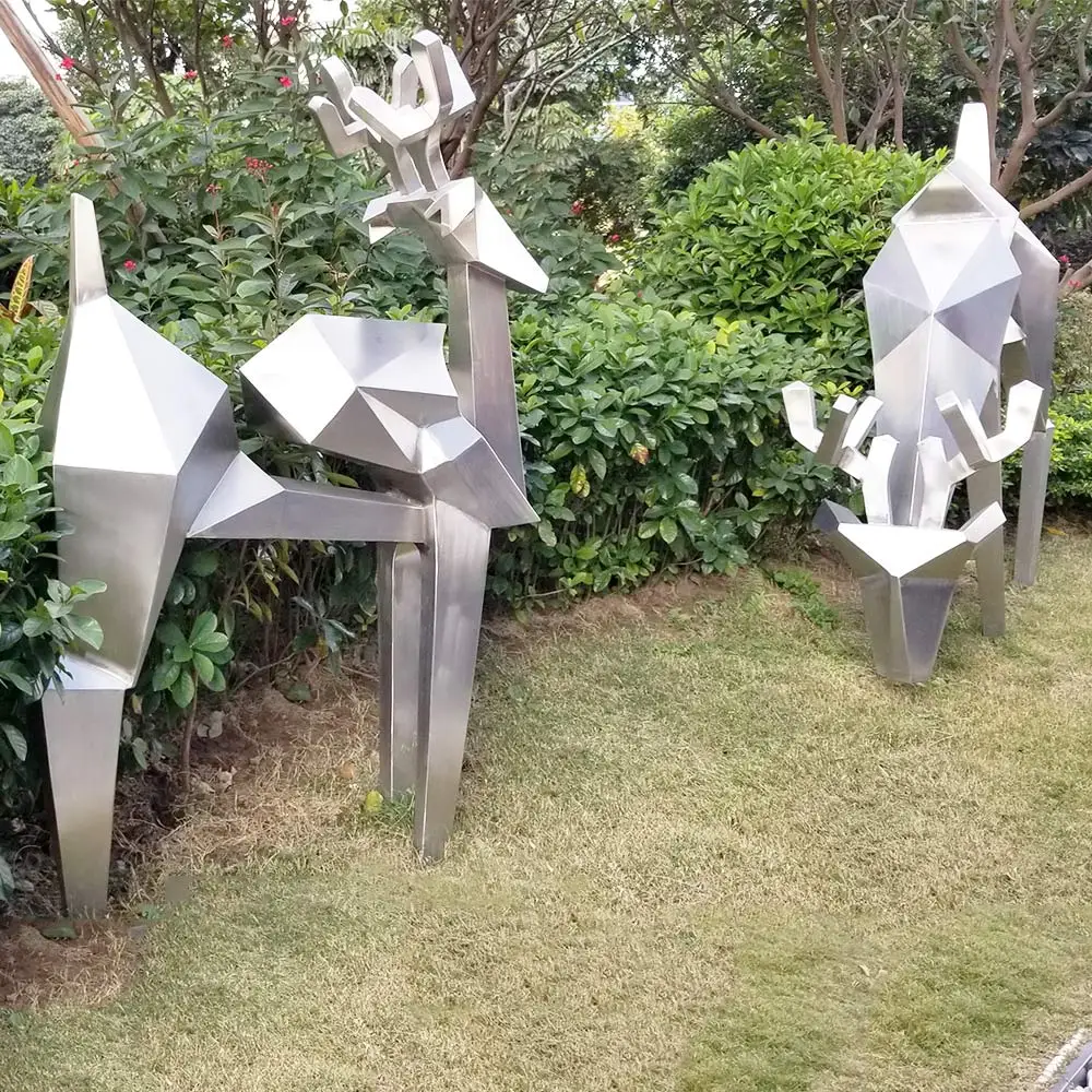 Outdoor Garden Deer Life Size Statue Stainless Steel Statue Sculpture Statu