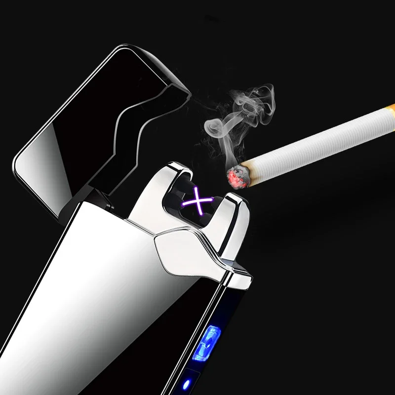 Spot wholesale new double arc windproof cigarette lighter power display usb rechargeable lighter gift