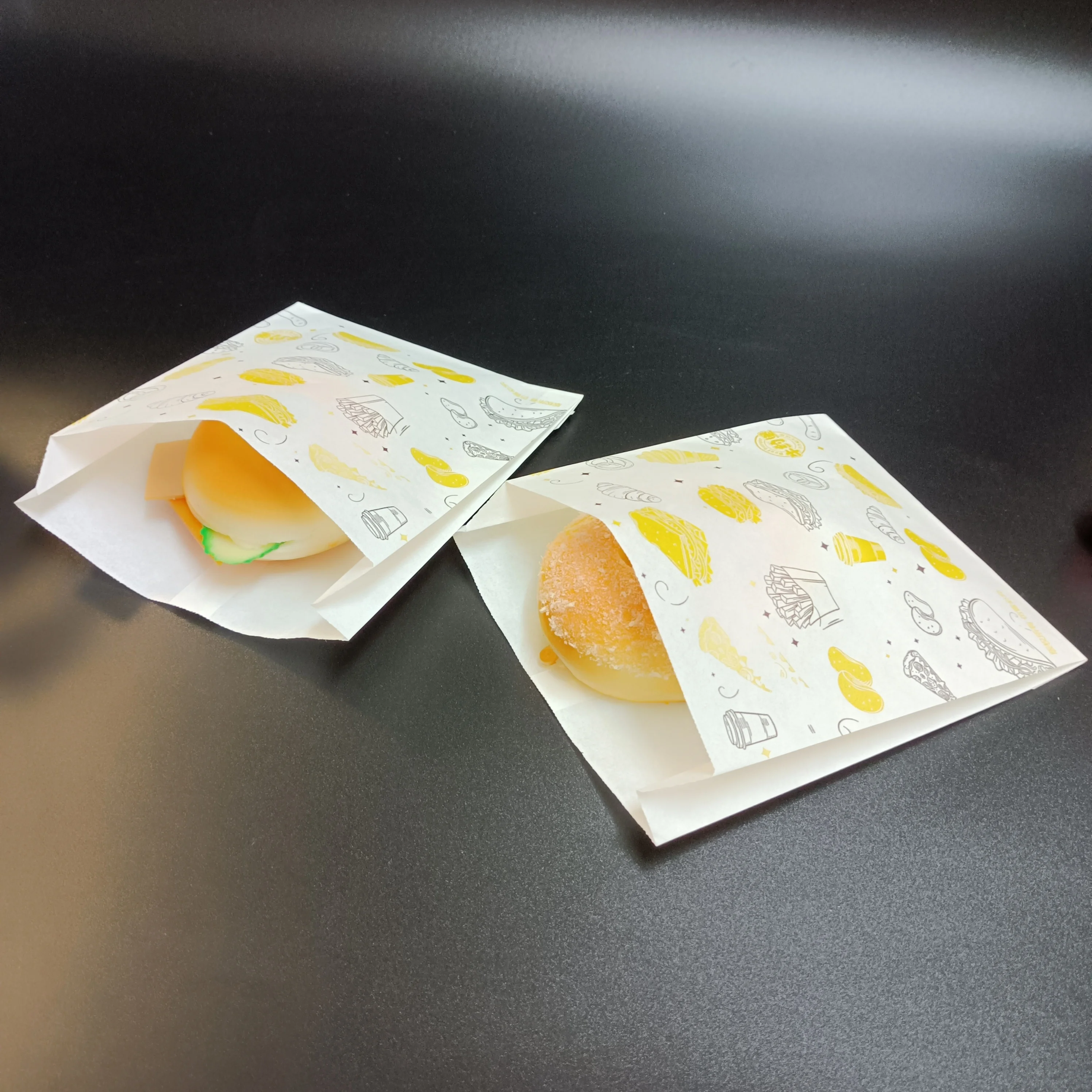 SP1593 Custom printed V sharp bag french fries packaging greaseproof paper bag for roasted chicken  deli to go