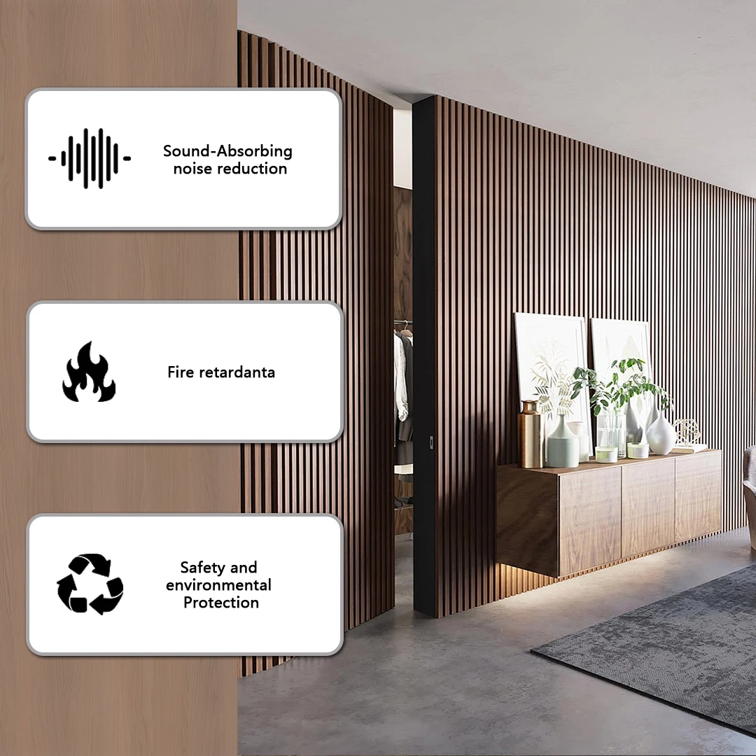 KASARO Eco-Friendly 3D Slat Laminated Wood Wall Pane Sound Absorbing Felt Acoustic Panels For Hall