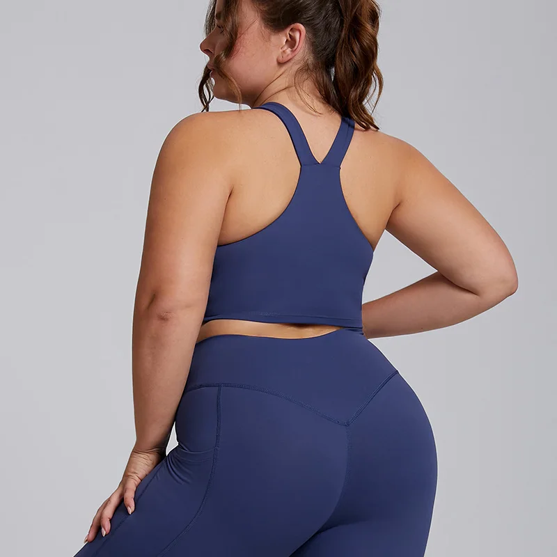 2024 Customized Logo High Impact Sports Bra Breathable Workout Fitness Yoga Wear Women Solid Gym Clothes Plus Size Yoga Bra