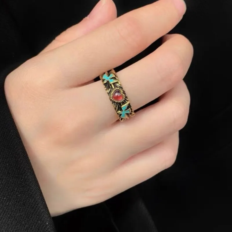 Literary Retro British Museum Series Bird Title Distressed Design Exquisite Love Flying Goose Opening Rings Women Men