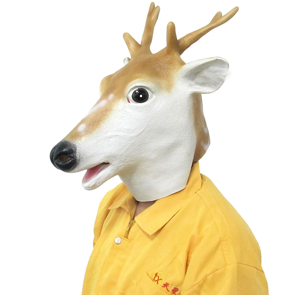 Deer Mask Animal Head Helmet Giraffe Masks Full Over Head Mask Deluxe Costume Party for Christmas Halloween