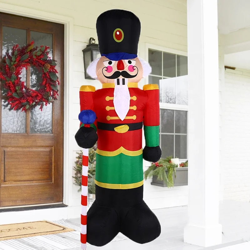 Wholesale Outdoor 8FT Inflatable Nutcracker Christmas Yard Decorations Xmas Inflatable Soldier with LED Light