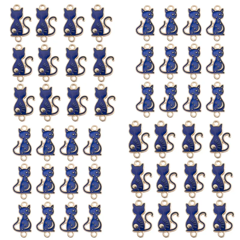 Fashion Alloy Enamel Cute Blue Sun Moon Cat metal Charms Pendants For Jewelry Making DIY Handmade Necklace Pendant Accessories