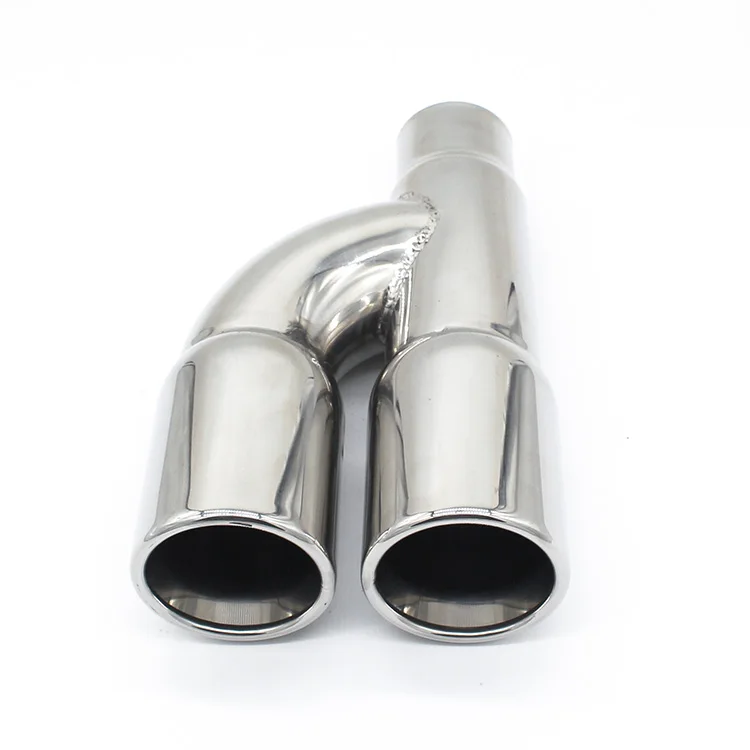 slant cut curling edge double outlets muffler end tips SS304 exhaust tail pipe for universal car