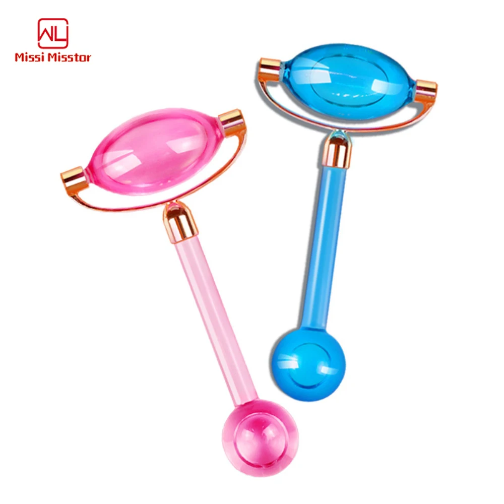 MSMR Beauty massage Face Ice Globes facial skin care Borosilicate Glass cooler rolling balls upgraded gel ice roller