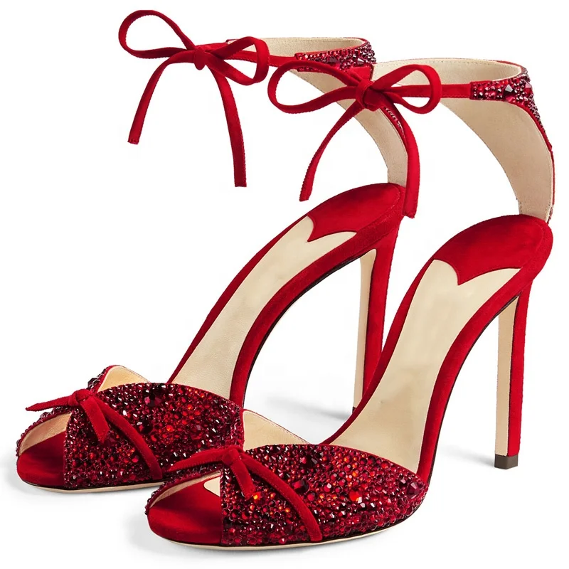 Crystal Rhinestones suede PU upper women doll shoes high quality Party shoes company manufacturing