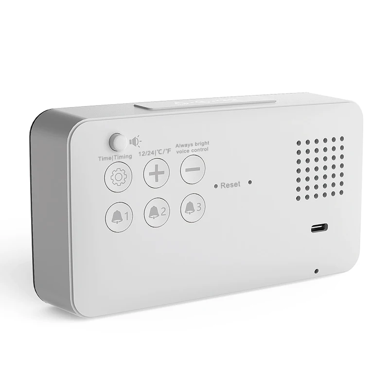 Portable LED rechargeable talking time voice control dementia calendar alarm clock for kid/adults/ blind people