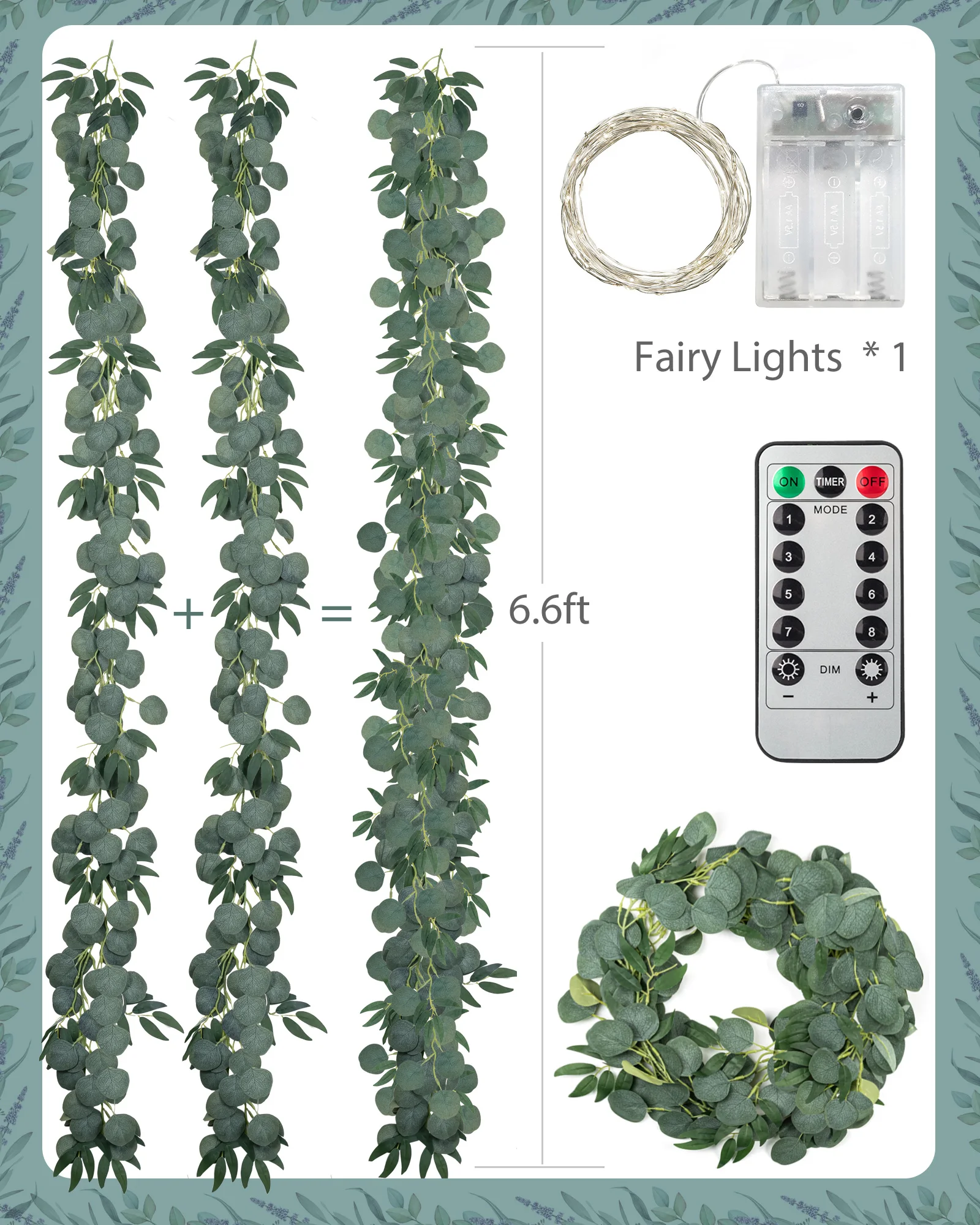 JACKYLED Willow Leaves Eucalyptus Garland Indoor Outdoor Christmas decorative LED RGB fairy String Light