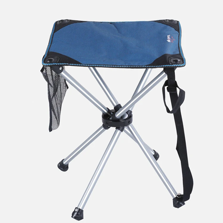 Wholesale Blue Gray Color High Quality Steel Pipe Strong Capacity Fishing Folding Stool for Camping Hiking Barbecue