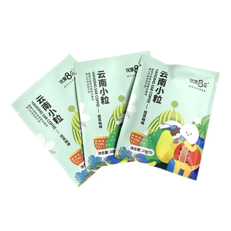 Damp Proof Sealing Drip Coffee Plastic Pouch With Custom Logo 3 Side Heat Seal Packaging Bag For Tea Coffee