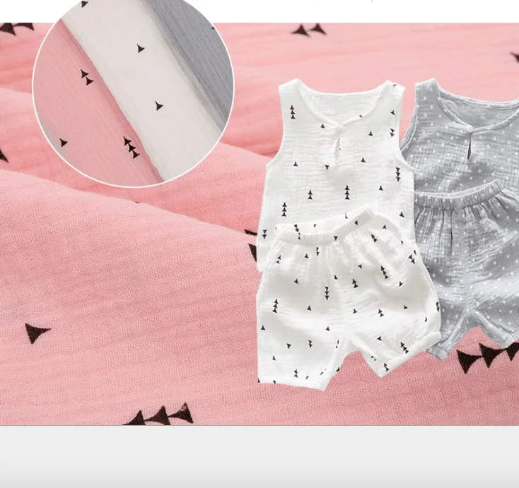 Custom printed design Baby blanket clothes Pure cotton Double layers 100% gauze crepe cotton Muslin fabric cheap price wholesale