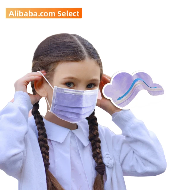 3-ply disposable comfort earloop durable breathable face mask ASTM F2100 for youth for kid