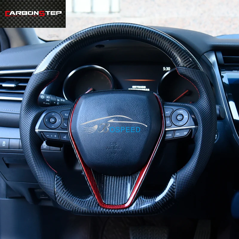 Car Racing Carbon Fiber Leather Steering Wheels For Toyota Corolla Rav4 Camry 2018-2022